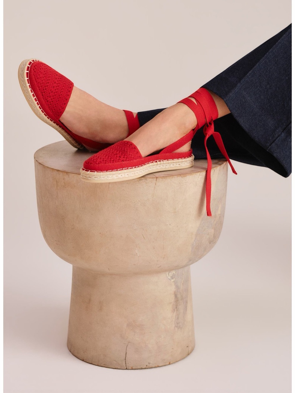 Rothys The d'Orsay Ankle Tie Espadrille Flat red size 9.5 perfect condition